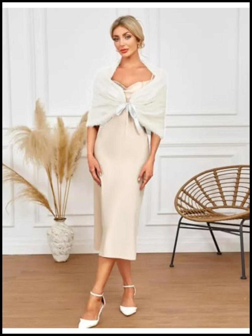 Knitted Shawl Wrap Winter Bridal Wedding Stole Shrug Party Scarf Dress Cover Up
